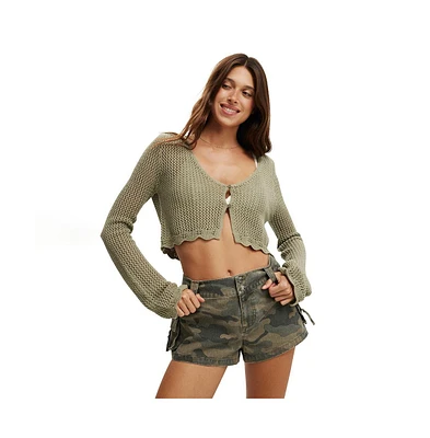 Cotton On Women's Crochet Scallop Cardigan