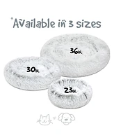 Faux Fur Self Warming Indoor Round Donut Cuddler Pet Mat