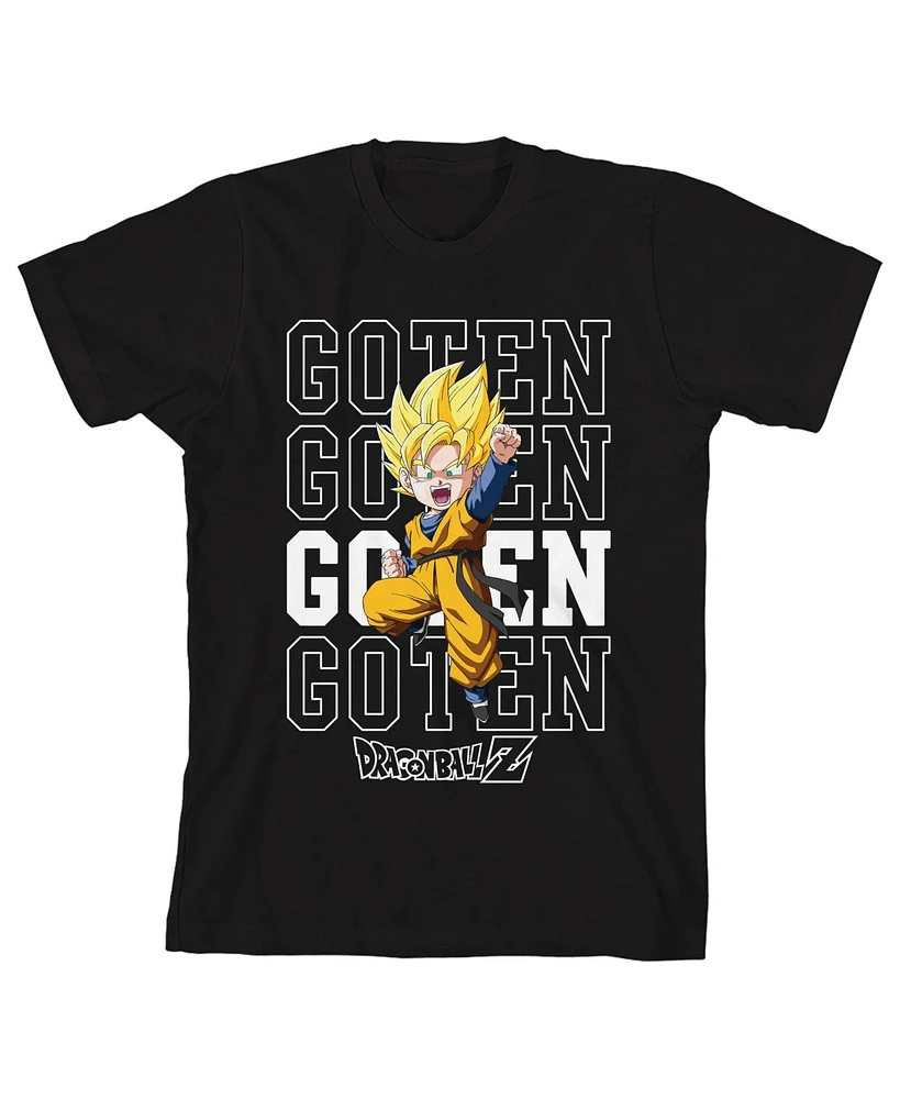 Dragon Ball Z Boys Super Saiyan Goten Repeat Text Black Crew Neck Short Sleeve T-shirt-xl