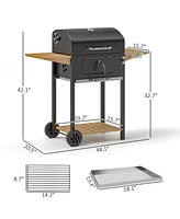 Outsunny Charcoal Bbq Grill with Adjustable Charcoal Pan Barbecue Grill