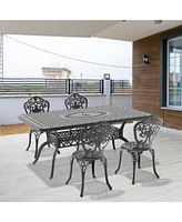 5-Piece Set Of All-Weather Cast Aluminum Dining Furniture Set With Black Frame