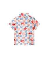 Andy & Evan Toddler Boys Toddler/Child Crosshatch Checkered Pop Buttondown Shirt