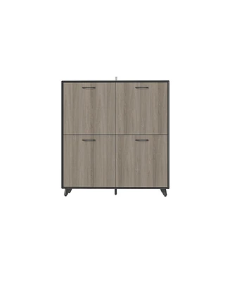 4-door shoe cabinet, multifunctional shoe rack with eight storage spaces, black