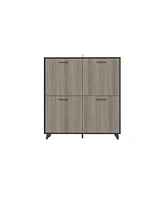 4-door shoe cabinet, multifunctional shoe rack with eight storage spaces, black