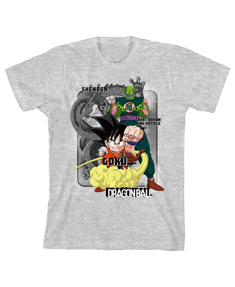 Dragon Ball Z Boys Goku Piccolo & Shenron Crew Neck Short Sleeve Athletic Heather T-shirt-xl