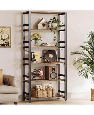 Bookshelf, 31.5in Wide Shelf 6 Tier Bookcase, 110lbs/shelf