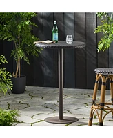 Outdoor 26" Round Pe Rattan Bar Table, Multibrown