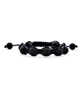 Bling Jewelry Black Pave Crystal Ball Bracelet Black Cord String Adjustable