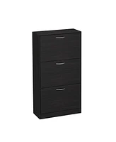 Wooden 3-door shoe cabinet, shutter door drawers