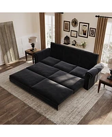 Chesterfield Convertible Sleeper, 3-in-1 Velvet Multi-Functional Sofa Bed - King Size