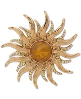 Anne Klein Gold-Tone Color Pave & Stone Sun Pin
