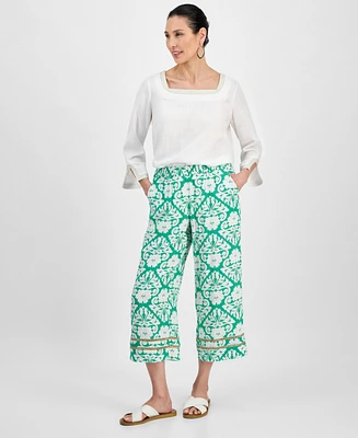 Jm Collection Women's Printed Pull-On Wide-Leg Pants, Exclusively at Macy's
