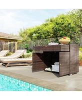 Outsunny Outdoor Towel Rack for Pool w/ Drawer & Cabinet
