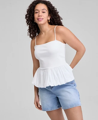 And Now This Women's Cotton Bubble-Hem Strapless Top, Exclusively at Macy's