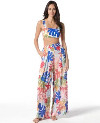 Vince Camuto Womens Printed Square Neck Bikini Top Cover Up Pants