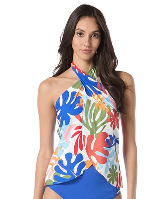 Vince Camuto Women's Printed Crossover Convertible Tankini Top