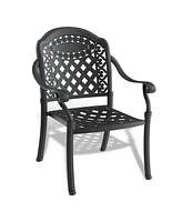 5-pc Cast Aluminum Patio Set, Black Frame, Random Cushions