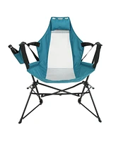 Blue portable folding rocking chairs (2pcs) for camping/lawn
