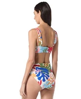 Vince Camuto Womens Printed Square Neck Bikini Top Convertible Bottoms