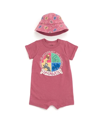Harry Potter Baby Boys Romper and Bucket Sun Hat Outfit Set