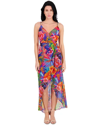 Siena Women's Floral Print Sleeveless High-Low Maxi Dress
