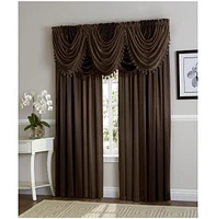Kate Aurora 9 Piece Rod Pocket Semi Sheer Brown Window Curtains & Tasseled Valance Set