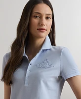 Lauren Ralph Women's Floral-Logo Cotton Pique Polo Shirt