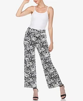 White Mark Women's Floral Print Wide Leg Palazzo Pants