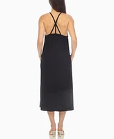 White Mark Women's Braided Strap Midi Dress
