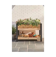 2-Ft x 4-Ft Cedar Wood Raised Garden Bed Planter Bed with Vinyl Legs