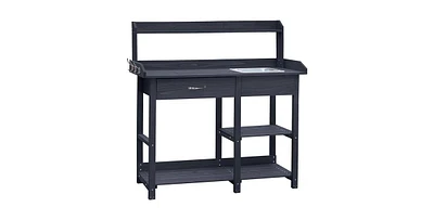 Wood Outdoor Garden Potting Bench Storage Shelf with Removeable Sink