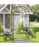 2 in 1 Garden Arbor with 2 Side Planters and 8 Ground Stakes