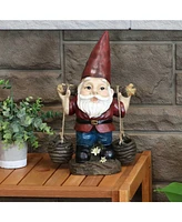 Peter with a Pair of Pails Gnome Statue - Outdoor, Lawn and Garden Decoration Sculpture - Contemporary Design - Durable Resin Construction - 14-Inch