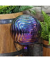 Glass 10 inch Gazing Ball for garden - Decorative Gazing Globe for Patio and Backyard - Iridescent Rippled Texture