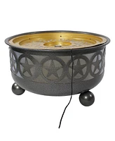 All Star 25.25" Diameter x 14.25" H Galvanized Iron Bowl Outdoor Water Fountain with Led Lights - Electric Submersible Pump Included