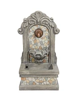 27" H Enchanting Estate Polyresin Wall Standing Fountain - Flat Back Wall Fountain for the Patio, Deck, or Yard