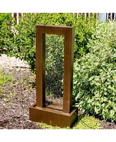 Relaxing Rain Outdoor Water Fountain with Lights - Galvanized Steel - 43-Inch - Includes Warm White Led Lights