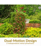 Twirling Twigs Large Wind Spinners Outdoor for Garden - Spinner Yard Art with 2-Point Step-In Stake - 48" H