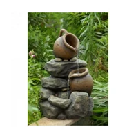 Outdoor Garden Polyresin Rock and Pitchers Waterfall Fountain with Pump