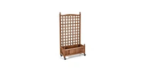 Outdoor Solid Wood Raised Garden Bed Mobile Planter Box with Trellis on Wheels