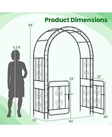 Garden Arbor with Gate with Multiple Side Crossbars and 4 Sharp Ground Stakes