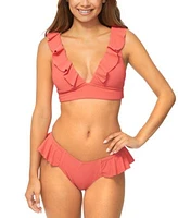 Raisins Juniors Cannes Ruffled Bikini Top Cabo Bottoms