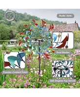 Rainbow Breezes Metal Garden Wind Spinner - Removable Pole Sections for Adjustable Height - Dual-Motion Blades - 360-Degree Swivel