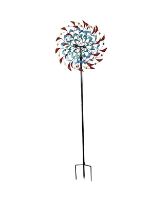 Rainbow Breezes Metal Garden Wind Spinner - Removable Pole Sections for Adjustable Height - Dual-Motion Blades - 360-Degree Swivel