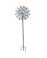Rainbow Breezes Metal Garden Wind Spinner - Removable Pole Sections for Adjustable Height - Dual-Motion Blades - 360-Degree Swivel
