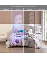 Bebejan Bright Bouquet Bedding 100% Cotton Sateen 5 Piece Queen Size Reversible Comforter Set