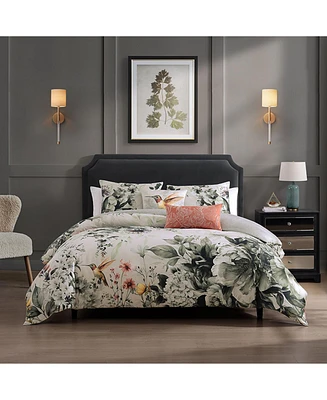 Bebejan Vintage Bloom Bedding 100% Cotton Sateen 5 Piece Queen Size Reversible Comforter Set