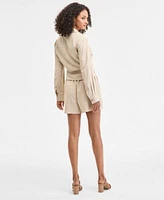 Bar Iii Womens Linen Tie Front Top Shorts Exclusively At Macys