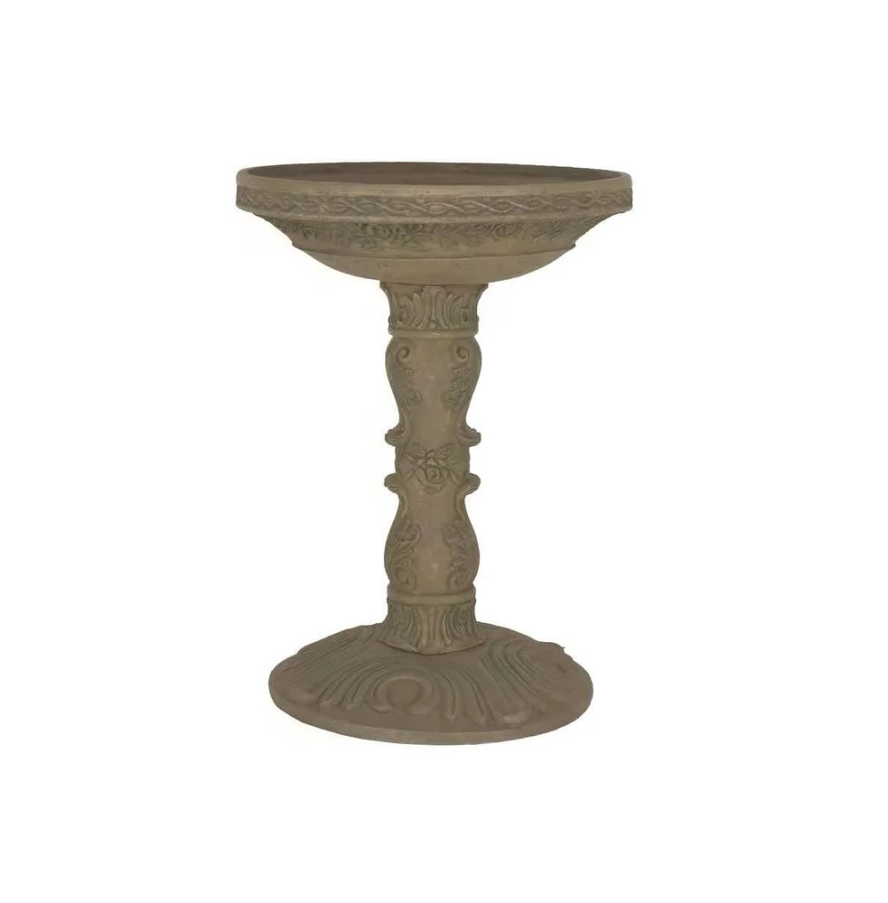 Outdoor Fiberglass Bird Bath with Aged Granite Stone Finish for Garden Decoration