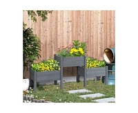 3 Wood Elevated Planter Set Vegetable Herb Flowers Raised Garden Beds